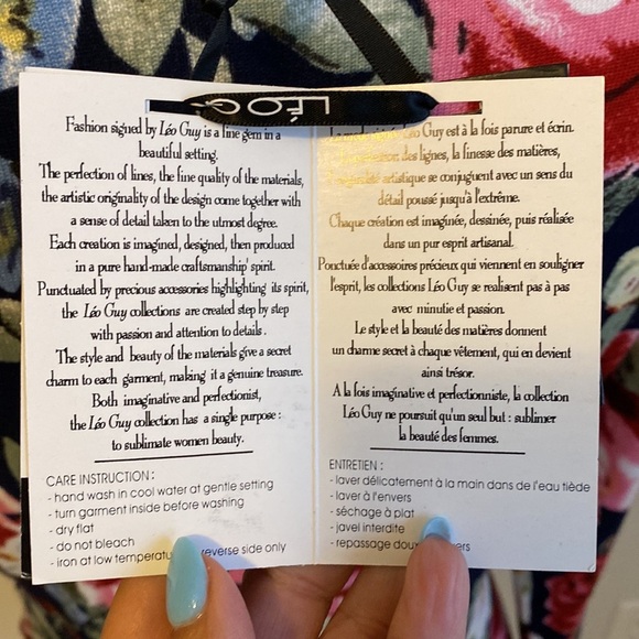 Leo Guy Navy Rose Floral Surplice Sweater - Picture 7 of 10